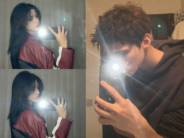 Tạo dáng chụp ảnh trước gương đèn flash cho nam