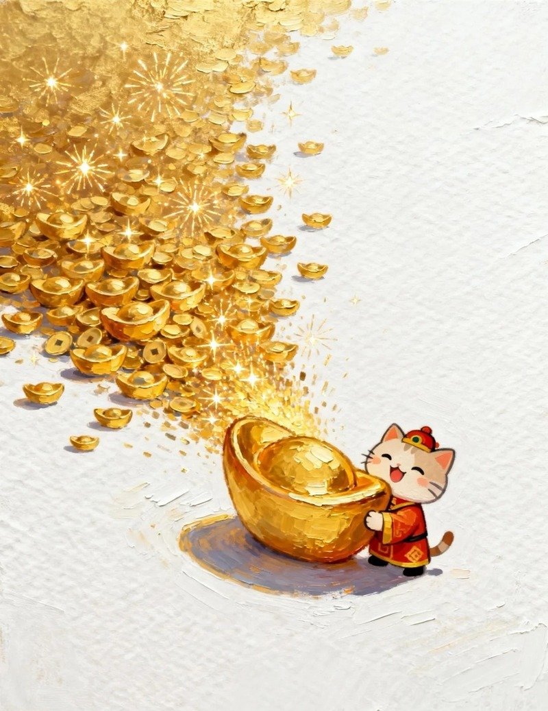 Ảnh mèo may mắn phong cách hoạt hình cute