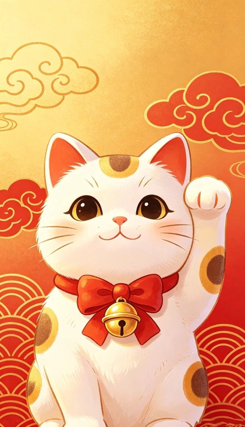 Mèo may mắn cute phù hợp làm ảnh đại diện