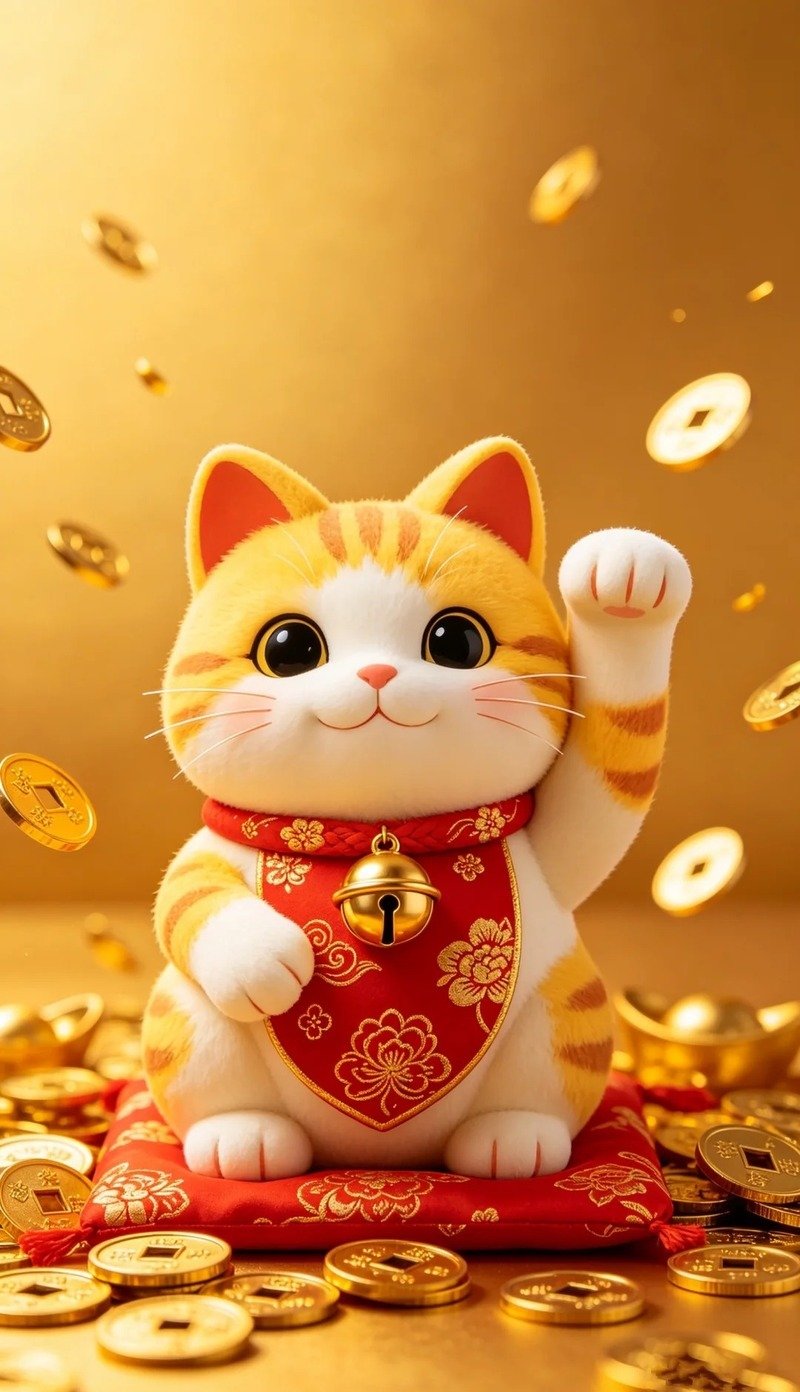 Ảnh mèo thần tài đáng yêu cho người yêu phong thủy
