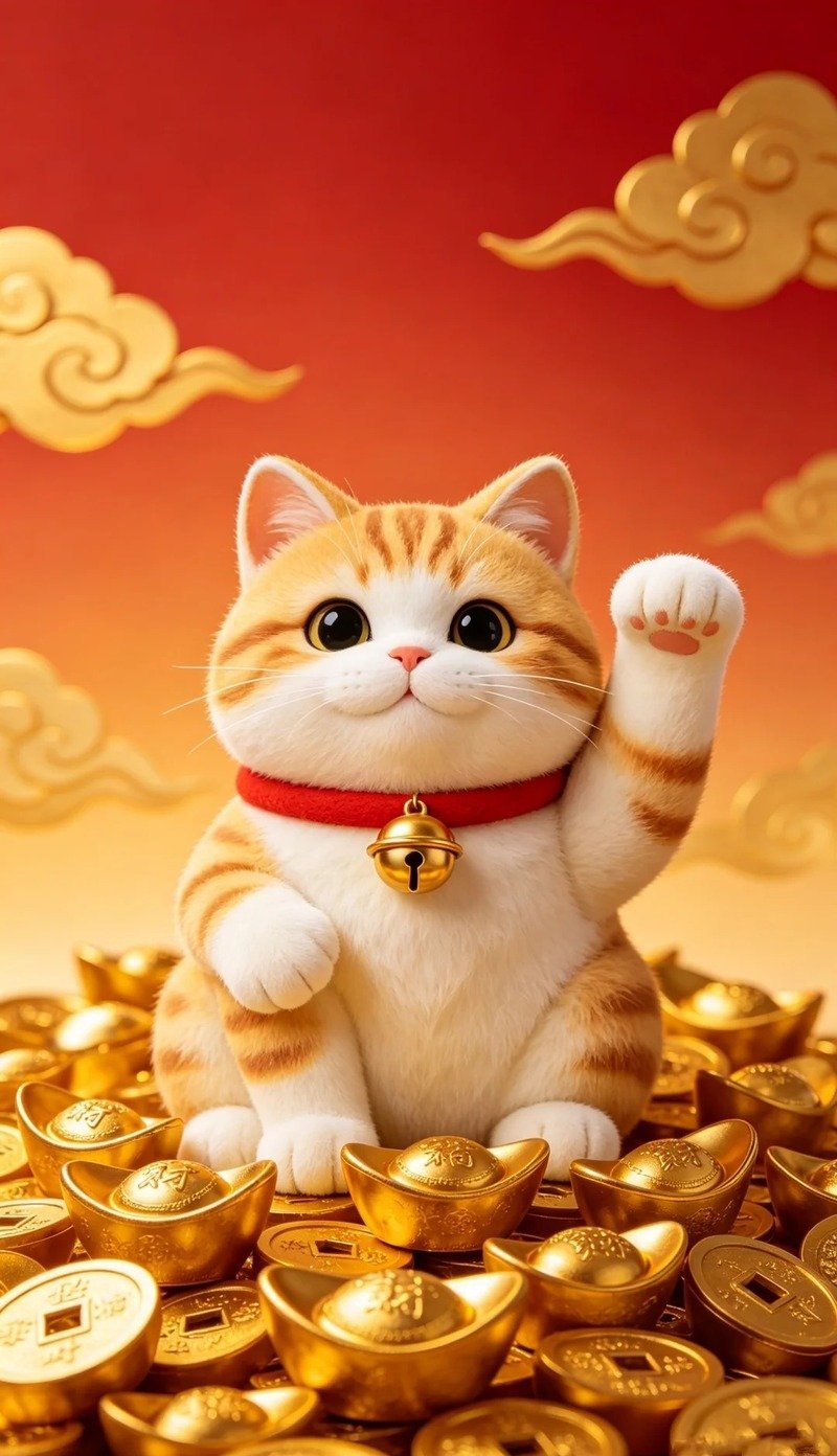 Hình nền mèo may mắn đẹp cho màn hình khóa
