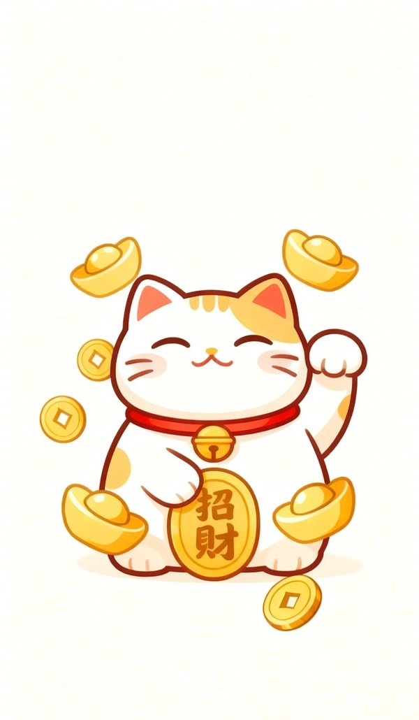 Hình ảnh mèo may mắn trong phong cách kawaii