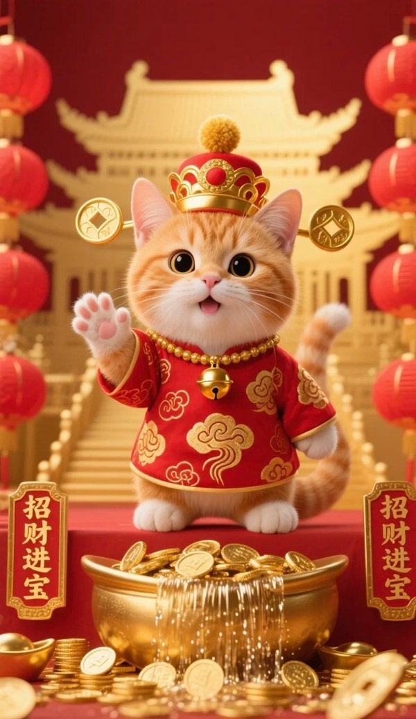 Mèo may mắn với tạo hình đáng yêu hiện đại