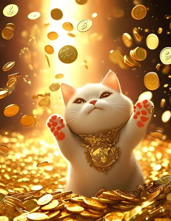 Mèo vàng tài lộc làm hình nền điện thoại đẹp