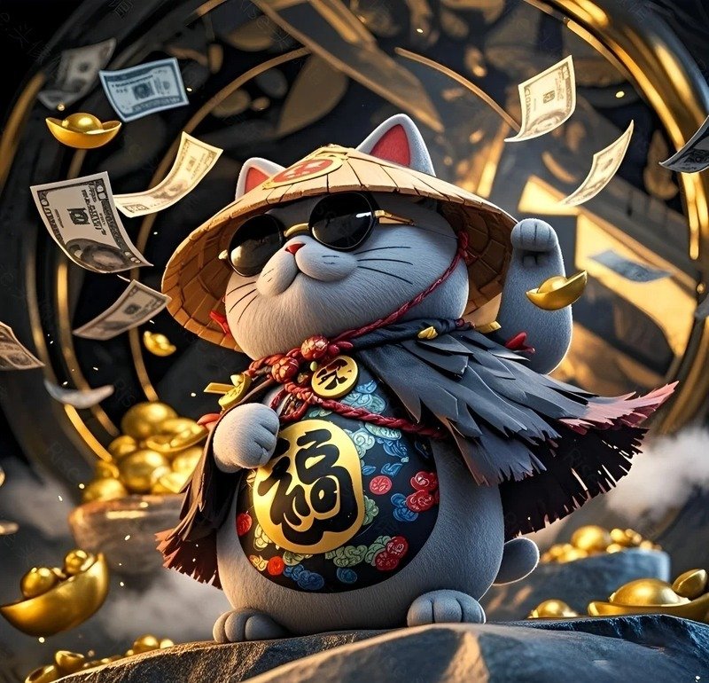 Hình Nền Mèo Thần Tài dễ thương mang ý nghĩa may mắn
