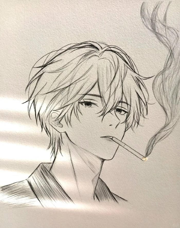 tranh anime nam tóc đen