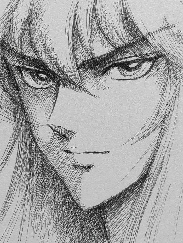 sad anime boy drawing