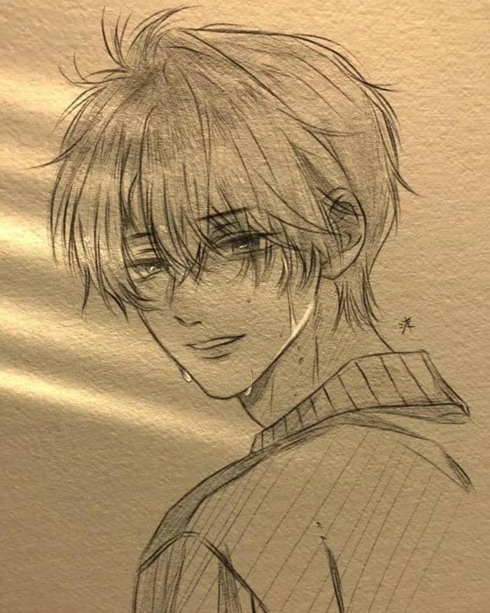 handsome anime boy drawing