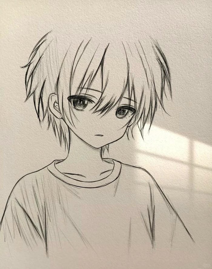 Tranh vẽ anime nam có ánh mắt sắc đầy cá tính