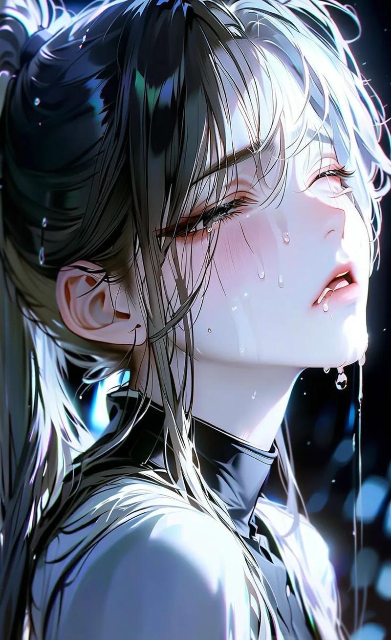 Biểu cảm buồn của nhân vật anime trong khung hình