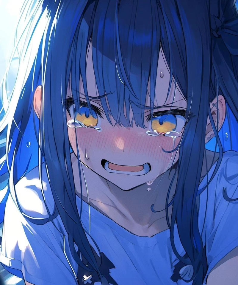 Ảnh anime khóc với ánh nhìn xa xăm buồn bã