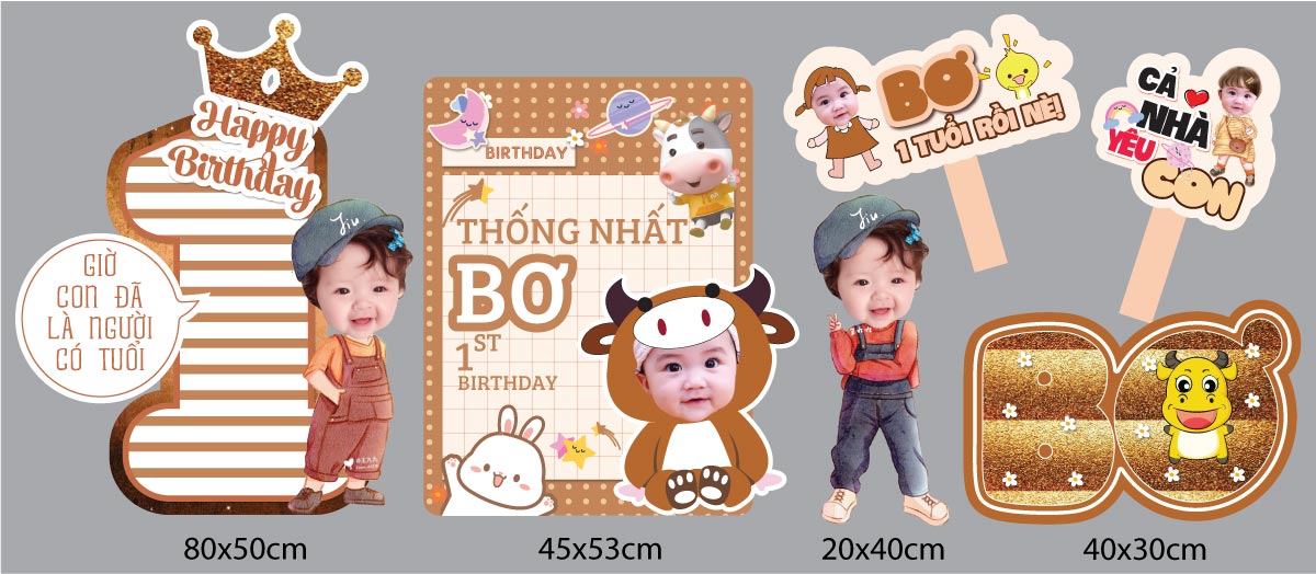 Chibi sinh nhật bé trai 1 tuổi