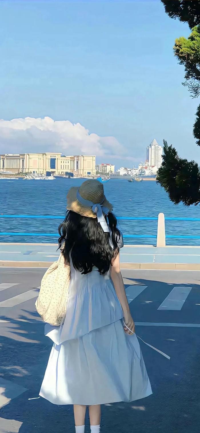 ảnh nền gái quay lưng phong cảnh