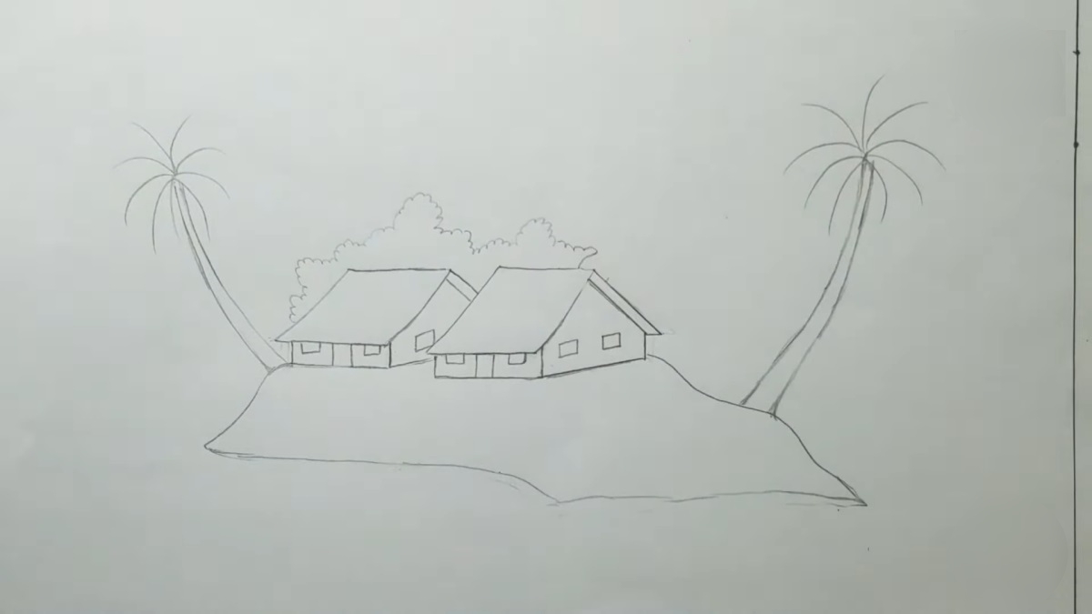 Tranh sơn mài phong cảnh làng quê