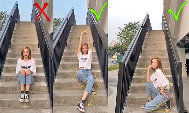Tạo dáng chụp ảnh với bức tường màu trắng