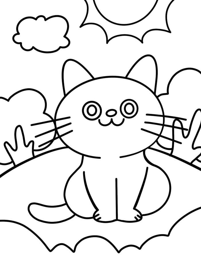 mèo hoạt hình cute phác họa rõ ràng