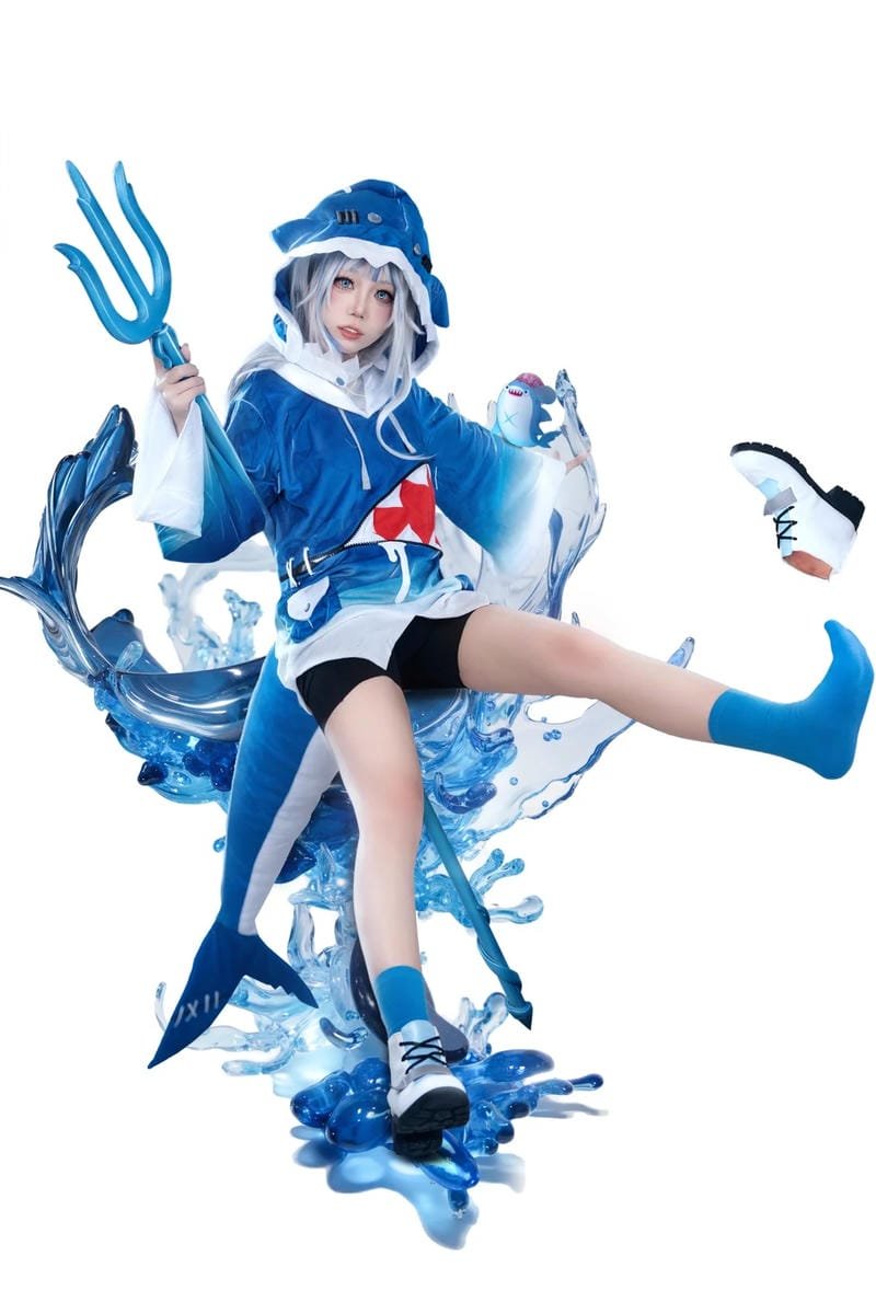 Yaoyaoqwq Gawr Gura cosplay phong thái vui vẻ và nổi bật