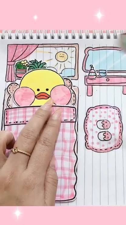 Cách Vẽ Búp Bê Giấy Chibi và Đồ Chơi Vịt Má Hồng