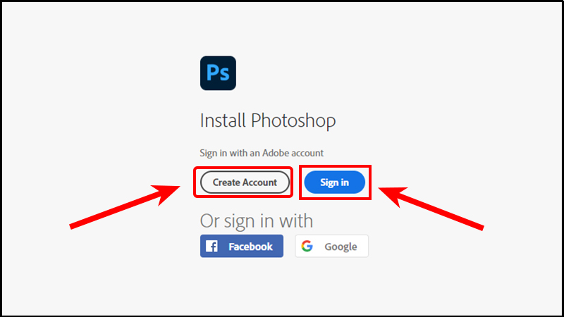 Nhấn chọn Start free trial trong ô của phần mềm Photoshop