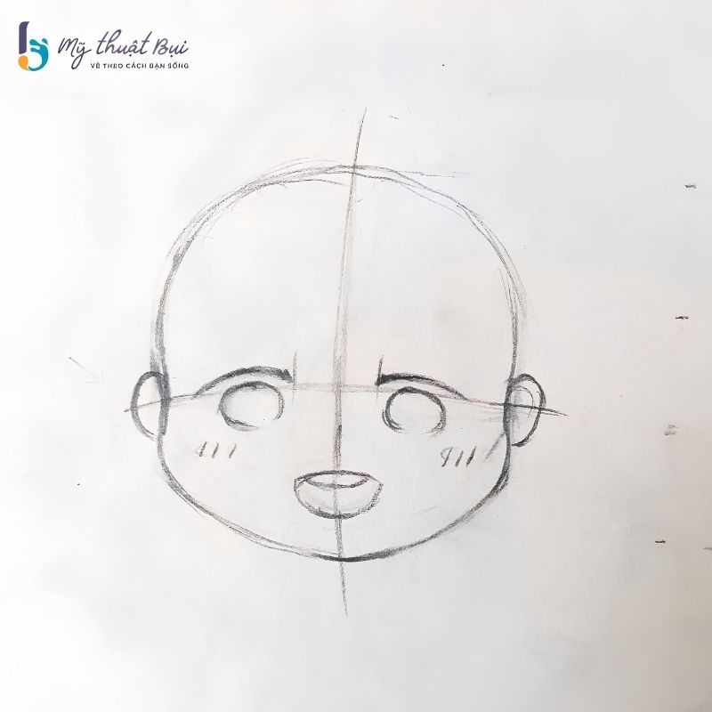 Vẽ mắt, miệng và tai cho nhân vật chibi nữ