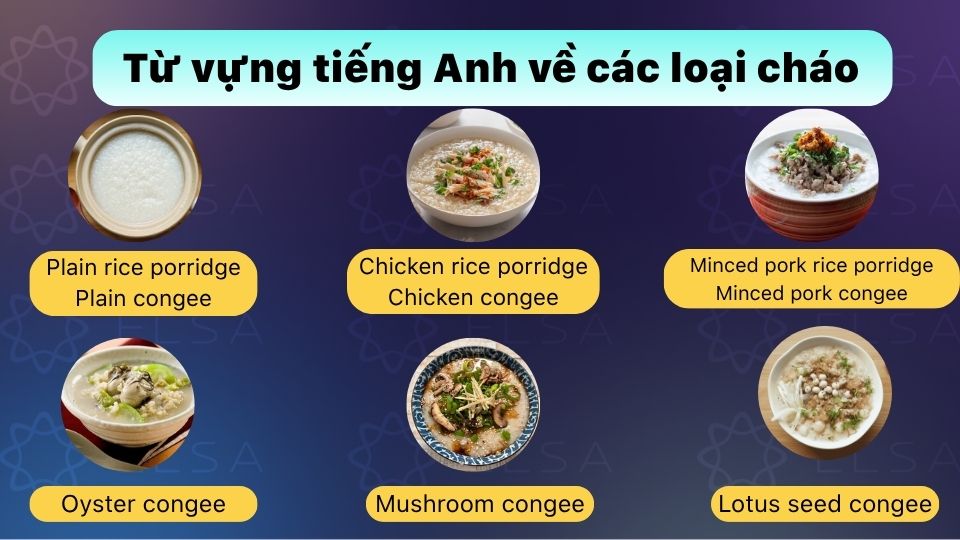 Từ vựng về các loại cháo trong tiếng Anh