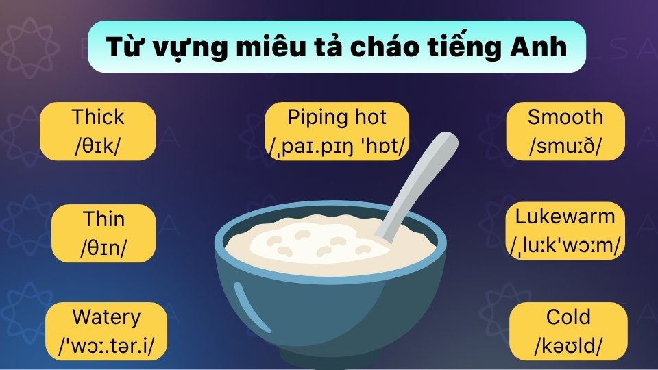 Từ vựng miêu tả về món cháo trong tiếng Anh