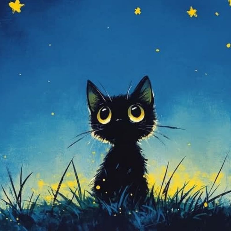 Avatar mèo đen cute chibi đáng yêu 10
