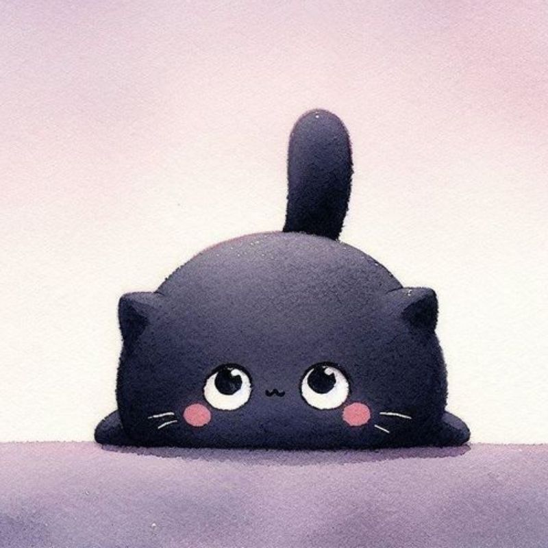 Avatar mèo đen cute chibi đáng yêu 11