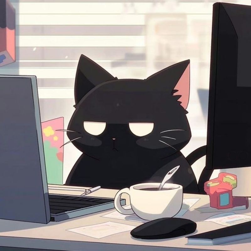Avatar mèo đen cute chibi đáng yêu 4