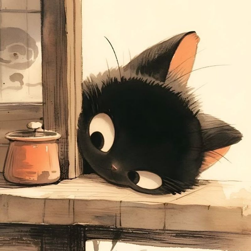 Avatar mèo đen cute chibi đáng yêu 8