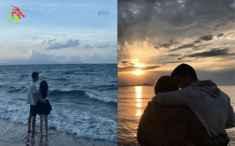 Tạo dáng chụp ảnh bình minh trên biển