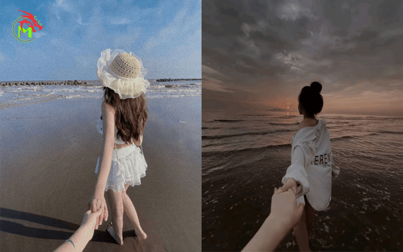 Tạo dáng chụp ảnh bình minh trên biển