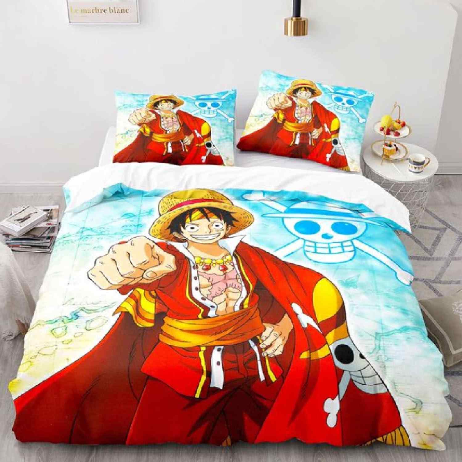 Mẫu phòng ngủ anime với bộ chăn ga gối theo nhân vật Luffy (Nguồn: sưu tầm)