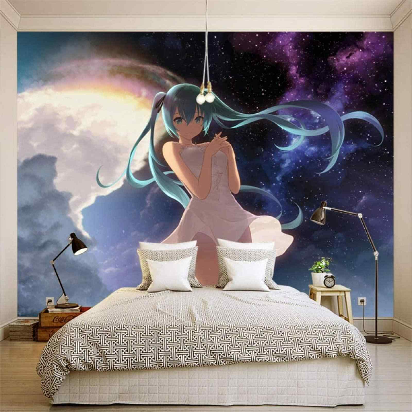 Phòng ngủ anime cho nữ được trang trí bằng ảnh nhân vật yêu thích (Nguồn: sưu tầm)