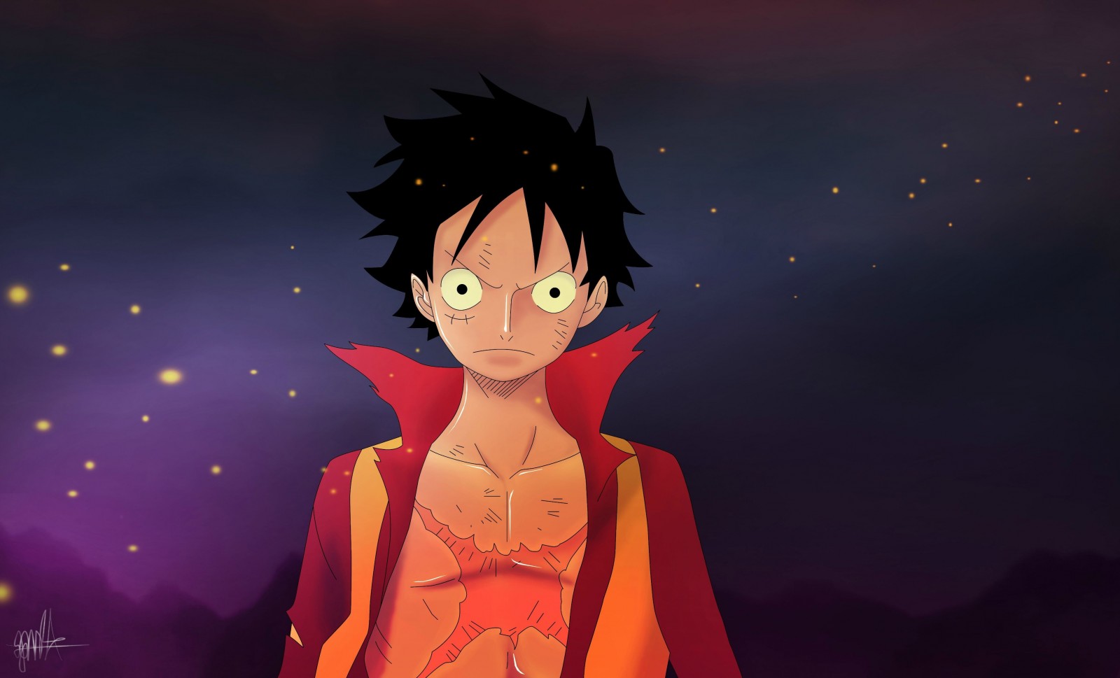 HÌnh ảnh Luffy và bầu trời huyền bí