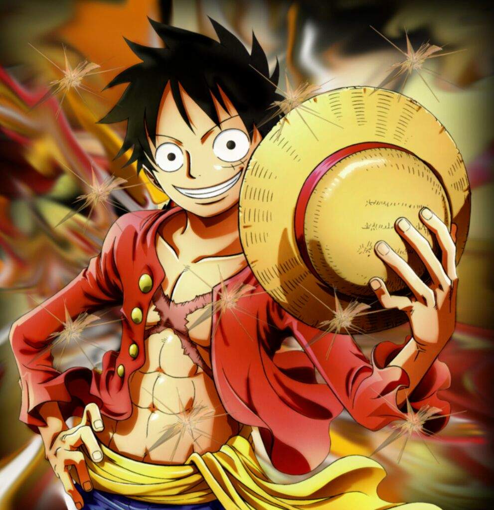 Hình ảnh Luffy cầm mũ rơm lấp lánh