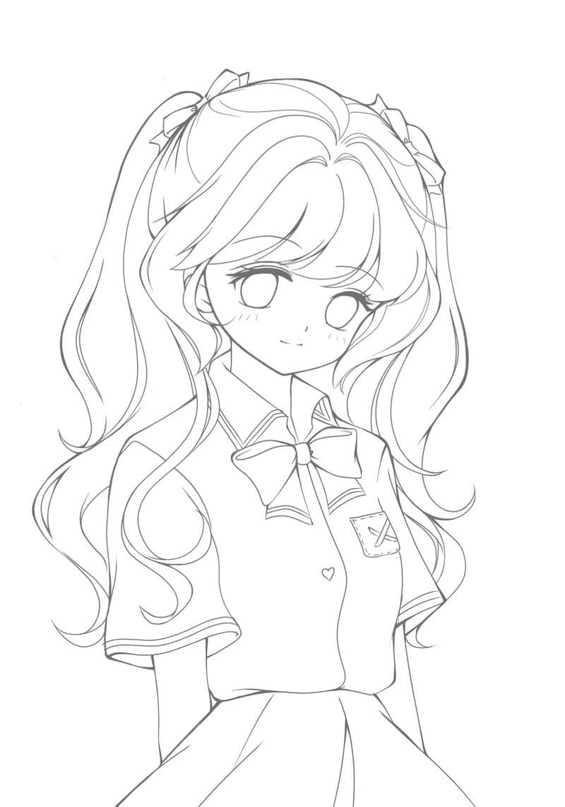 tranh tô màu anime cute chibi