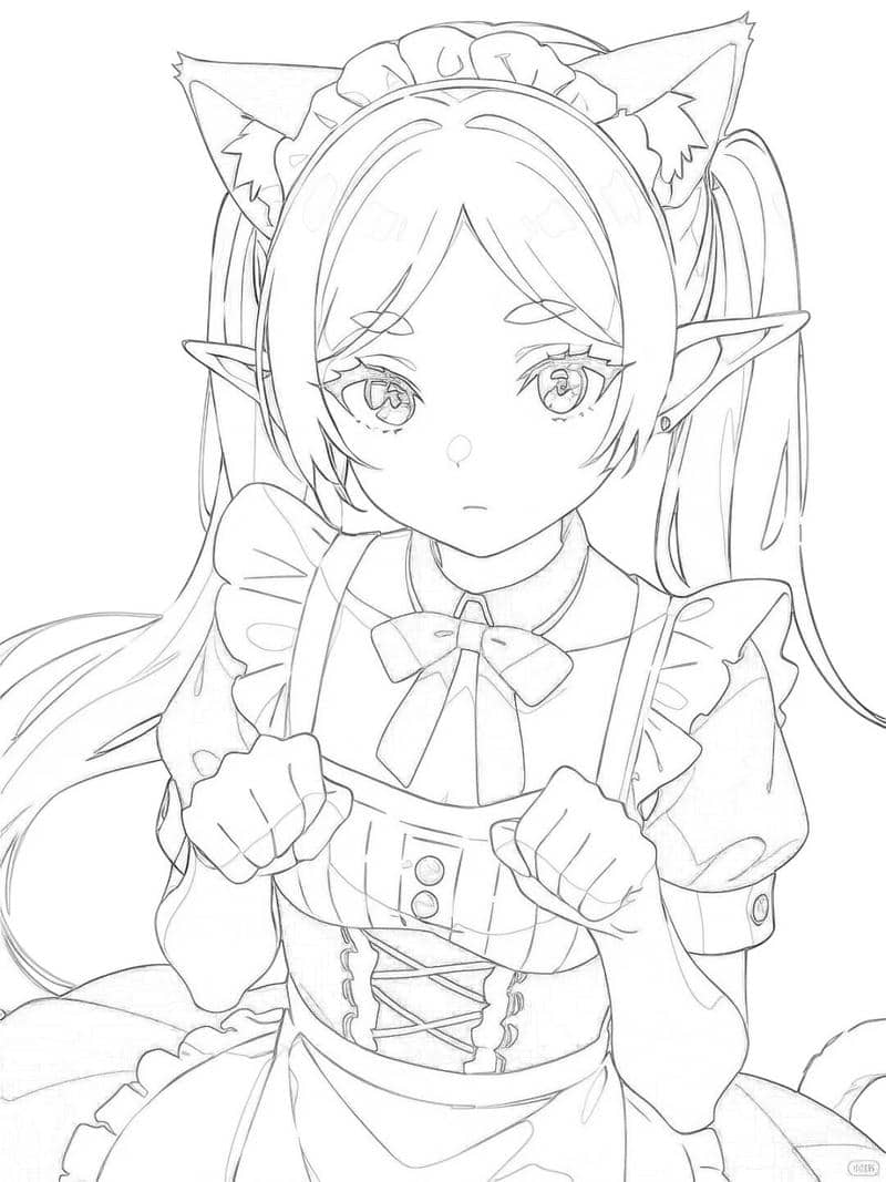tranh tô màu anime cute