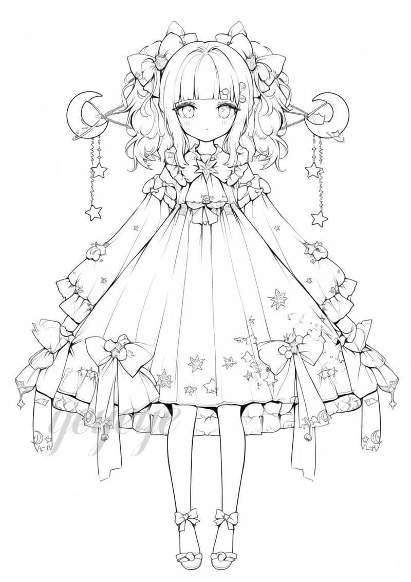 tiểu thư lạnh lùng tranh tô màu anime girl ngầu